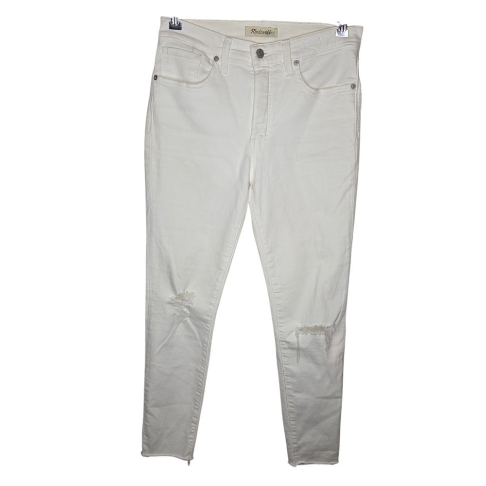 Madewell 9" High-Rise Skinny Crop White Denim Jeans, Size 28